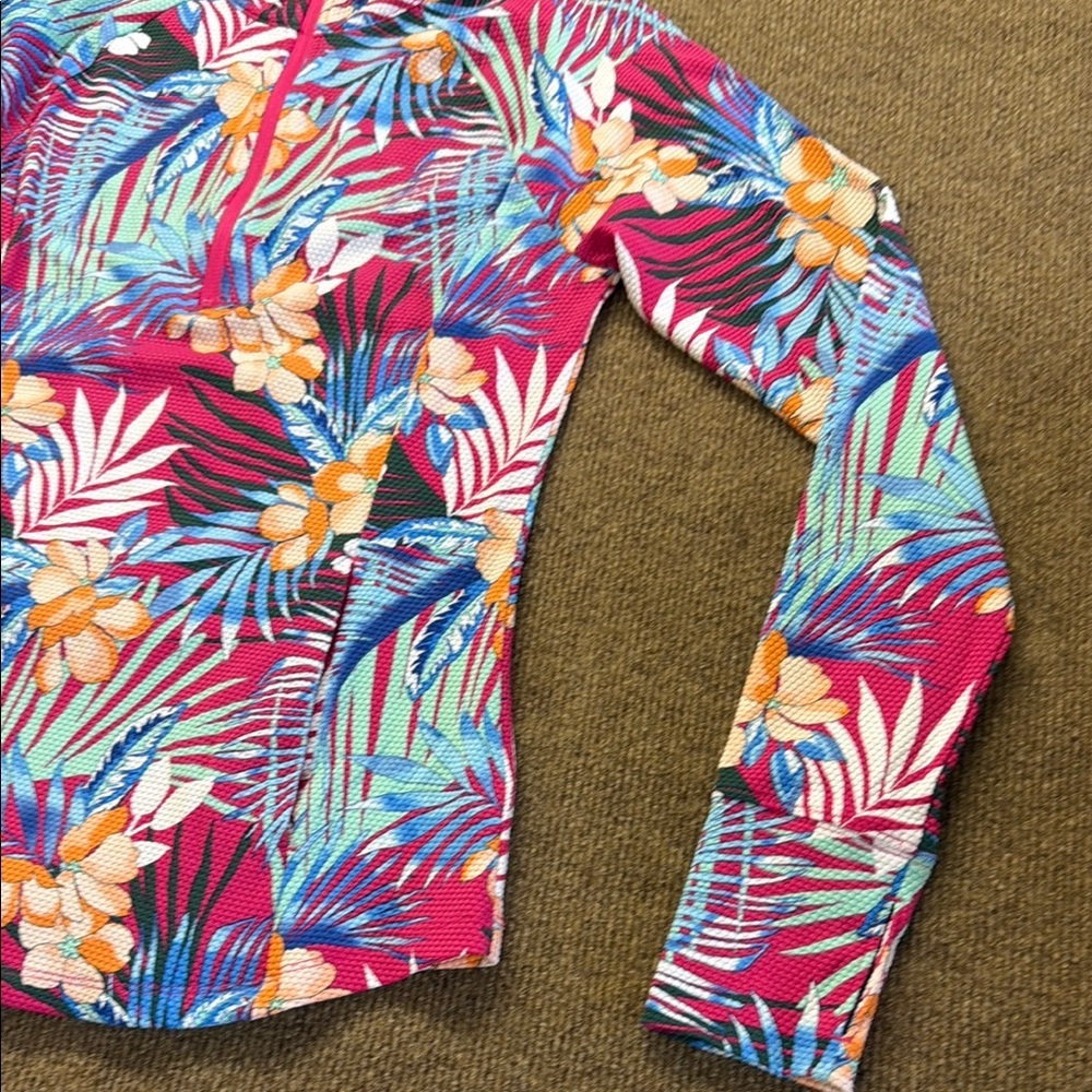 Tommy Bahama Golf & Tennis Womens Small 1/4 Zip Pullover FloralTextured - Picture 6 of 7